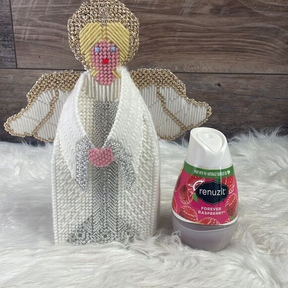 Vintage Canvas Yarn Angel Air Freshner Cover 1990’s, White and Gold , Christmas - Picture 4 of 5